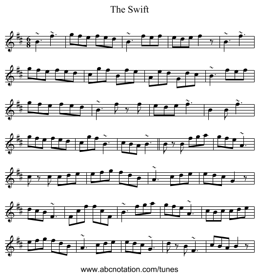 The Swift - staff notation