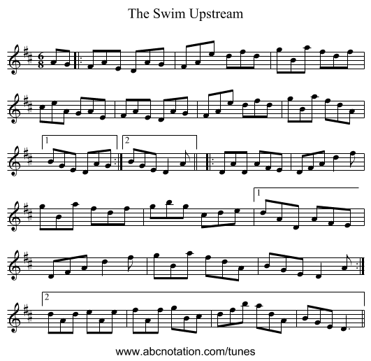 The Swim Upstream - staff notation