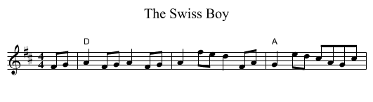 The Swiss Boy - staff notation