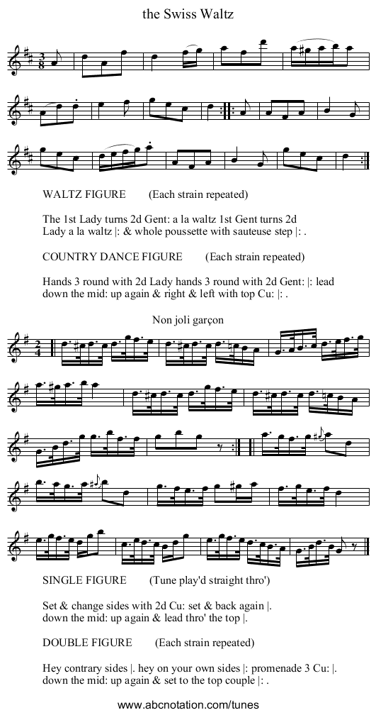 the Swiss Waltz - staff notation