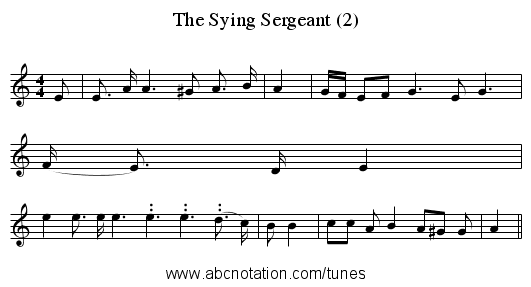 The Sying Sergeant (2) - staff notation