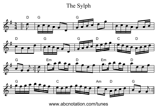 The Sylph - staff notation
