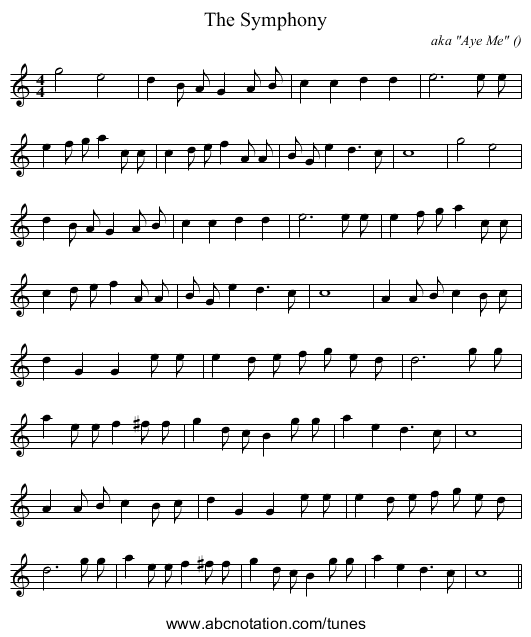 The Symphony - staff notation