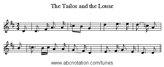 The Tailor and the Louse - staff notation