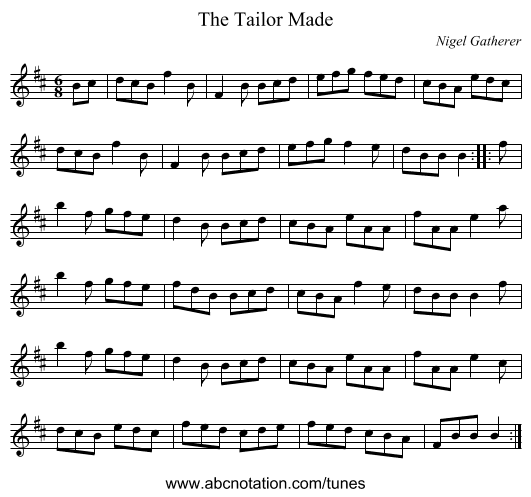 The Tailor Made - staff notation