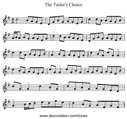 The Tailor's Choice - staff notation