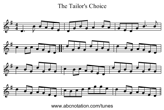 The Tailor's Choice - staff notation