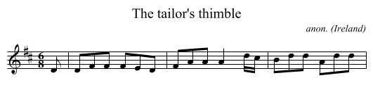 The tailor's thimble - staff notation