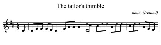 The tailor's thimble - staff notation
