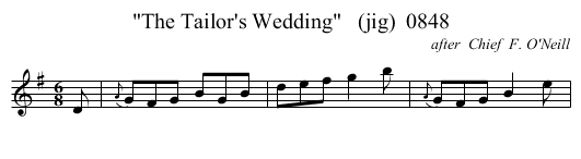 The Tailor's Wedding   (jig)  0848 - staff notation