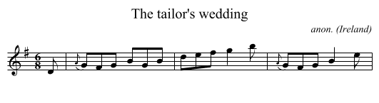 The tailor's wedding - staff notation