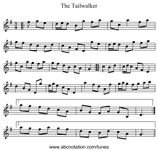 The Tailwalker - staff notation