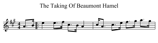 The Taking Of Beaumont Hamel - staff notation