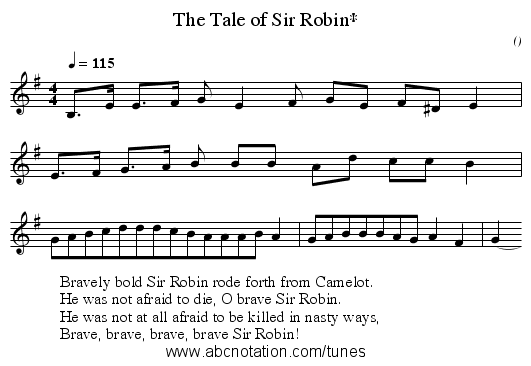 The Tale of Sir Robin* - staff notation