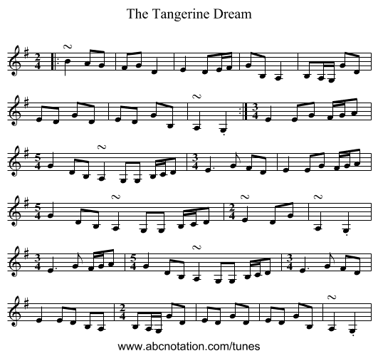 The Tangerine Dream - staff notation