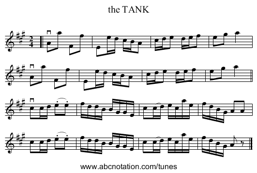 the TANK - staff notation