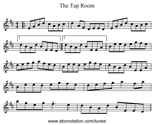 The Tap Room - staff notation