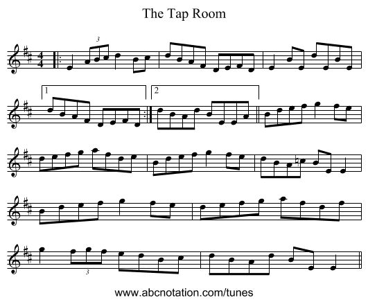 The Tap Room - staff notation