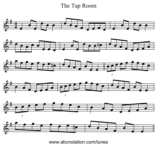 The Tap Room - staff notation