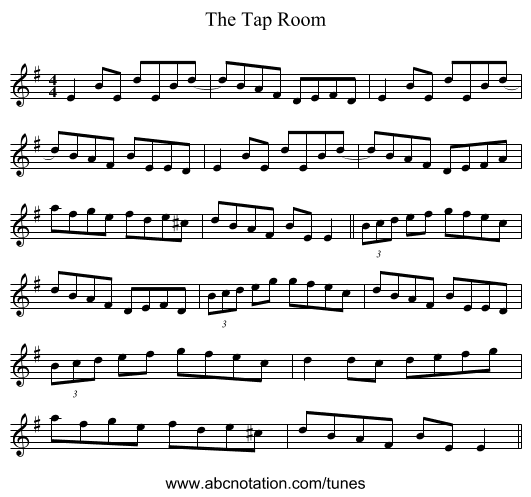 The Tap Room - staff notation