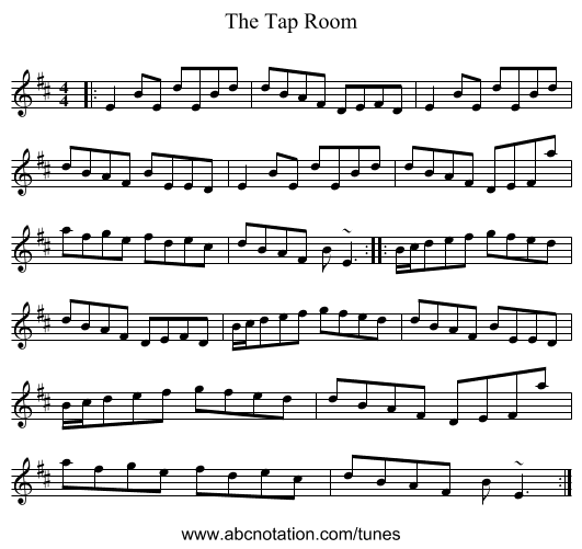 The Tap Room - staff notation