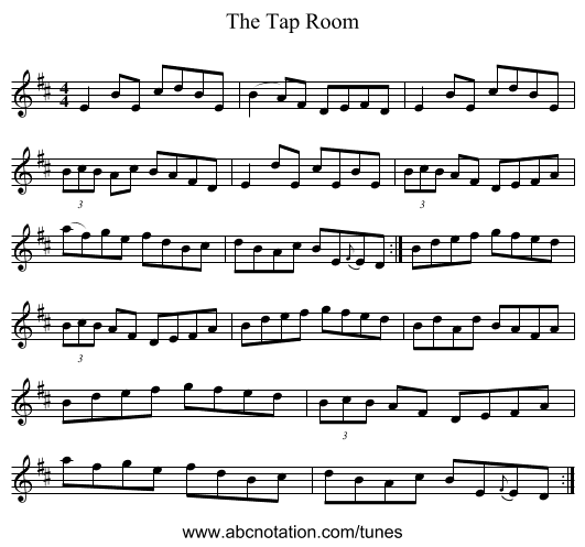 The Tap Room - staff notation