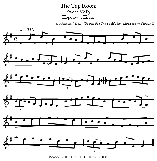 The Tap Room - staff notation
