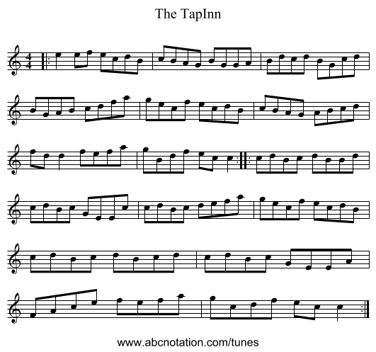 The TapInn - staff notation