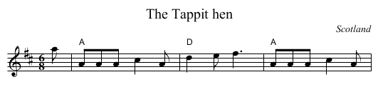 The Tappit hen - staff notation