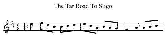 The Tar Road To Sligo - staff notation