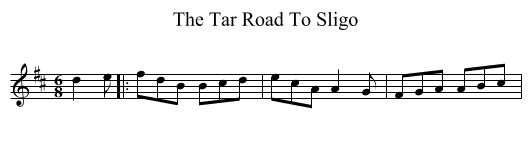The Tar Road To Sligo - staff notation