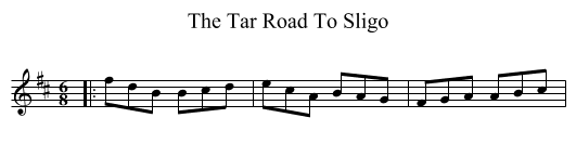 The Tar Road To Sligo - staff notation