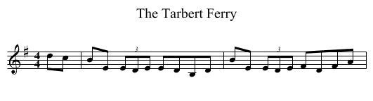 The Tarbert Ferry - staff notation