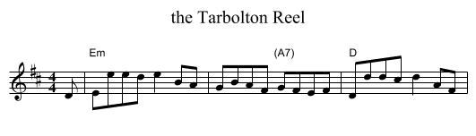 the Tarbolton Reel - staff notation