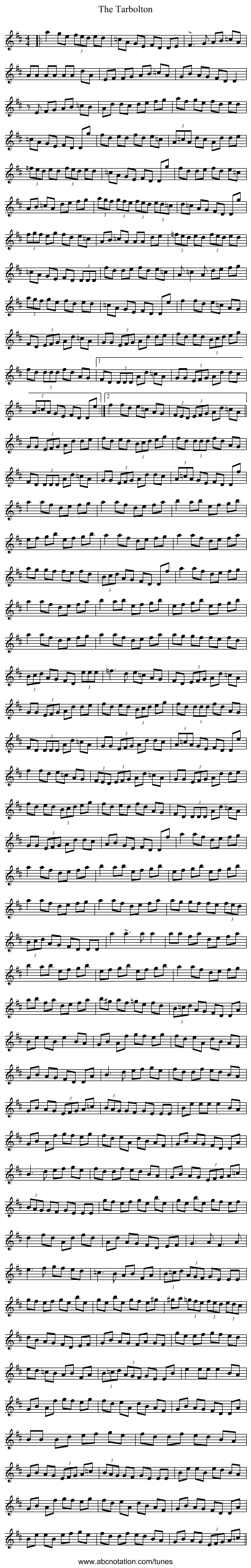 The Tarbolton - staff notation