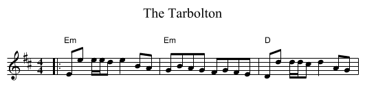The Tarbolton - staff notation