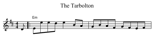 The Tarbolton - staff notation