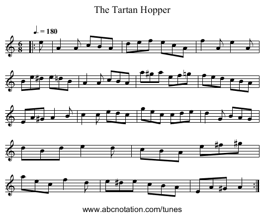 The Tartan Hopper - staff notation