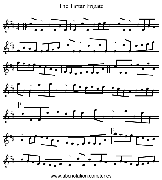 The Tartar Frigate - staff notation