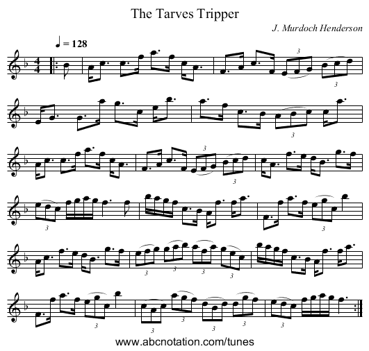 The Tarves Tripper - staff notation