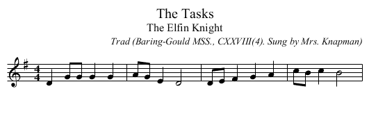 The Tasks - staff notation