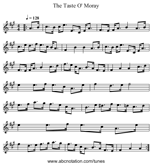 The Taste O' Moray - staff notation