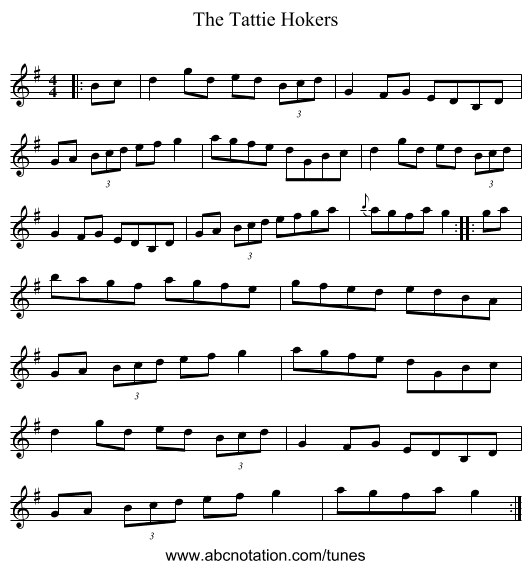The Tattie Hokers - staff notation