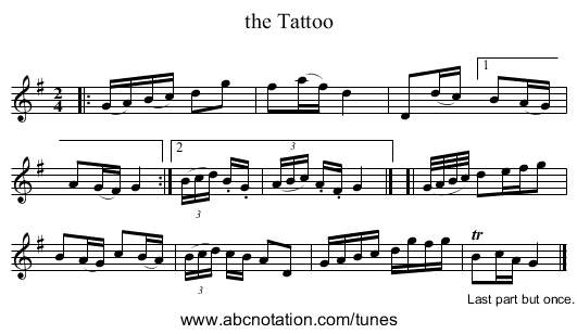 the Tattoo - staff notation