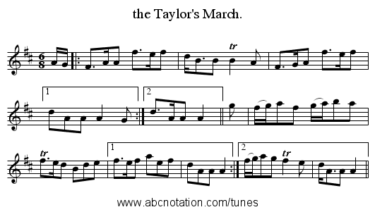 the Taylor's March. - staff notation