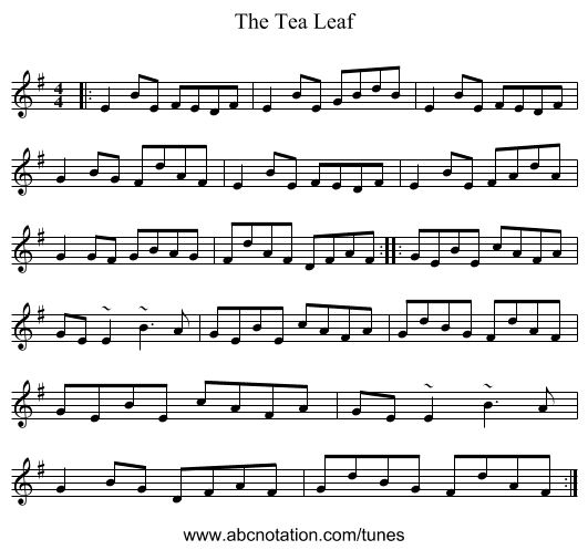 The Tea Leaf - staff notation