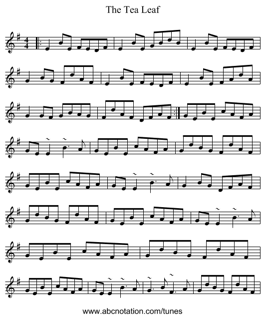 The Tea Leaf - staff notation