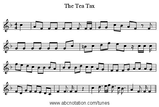 The Tea Tax - staff notation