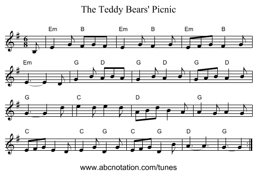 The Teddy Bears' Picnic - staff notation