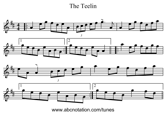 The Teelin - staff notation